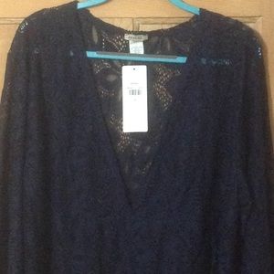 Navy Beach Lace Coverup 3X
